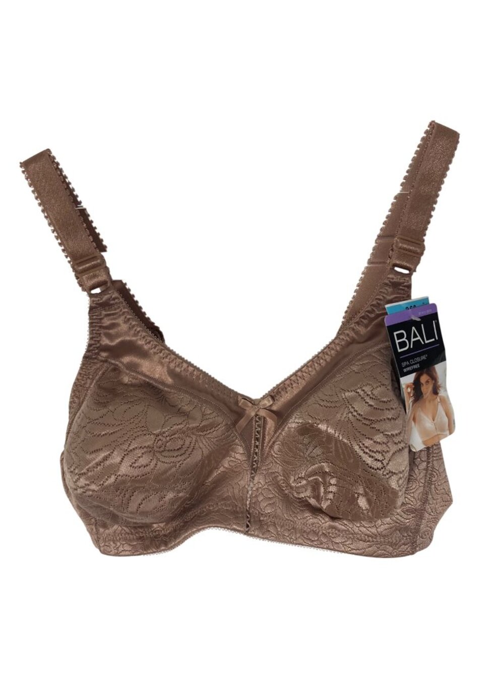 Bali 3372 Bra Sheer Latte Spa Closure Wire Free Flexible Support 36C Beige NWT